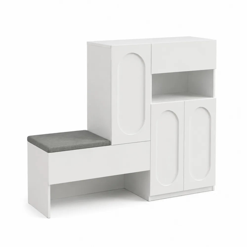 Szafka na buty z siedziskiem MDF Biały Szary 120x60x45 cm