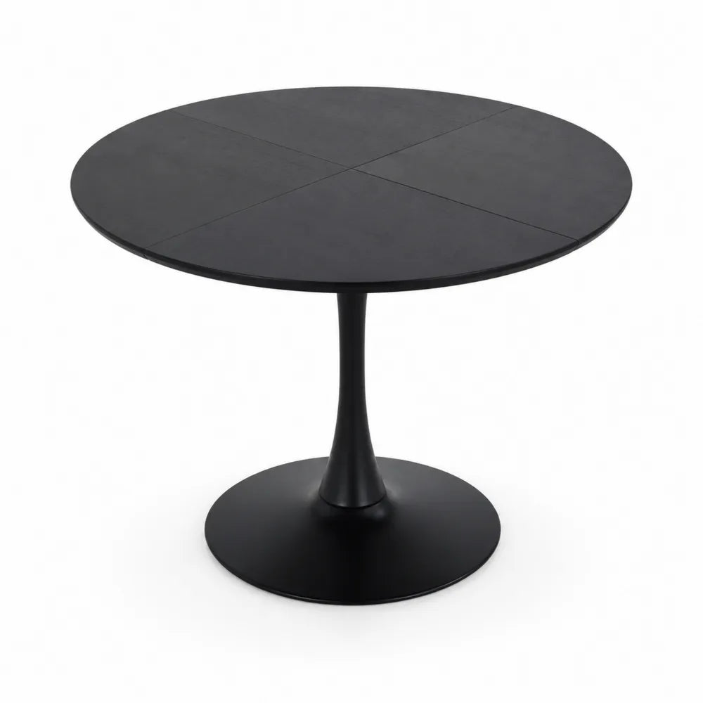 Okrągły stół czarny MDF metalowy średnica 100 cm