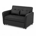 Czarna sofa dwuosobowa z ekoskóry