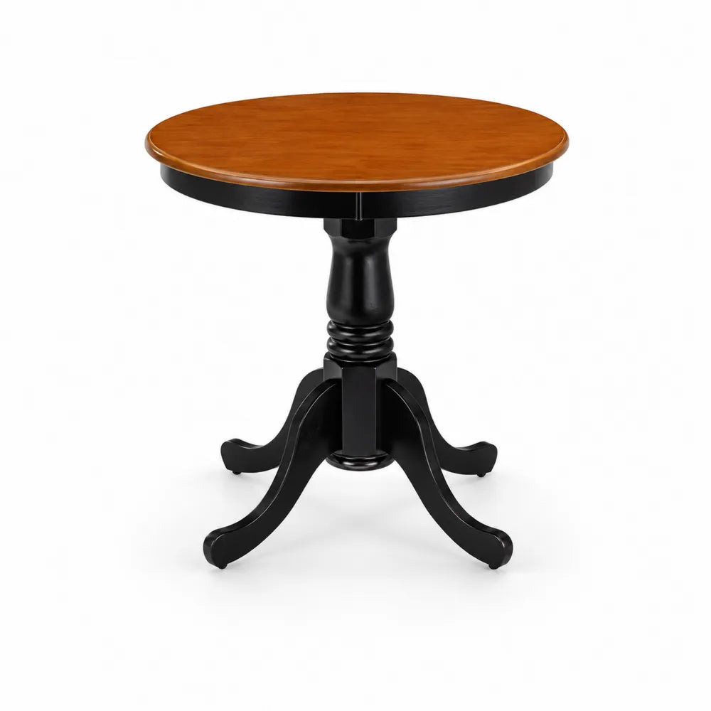Stół okrągły drewno czarno-brązowy 90 cm
