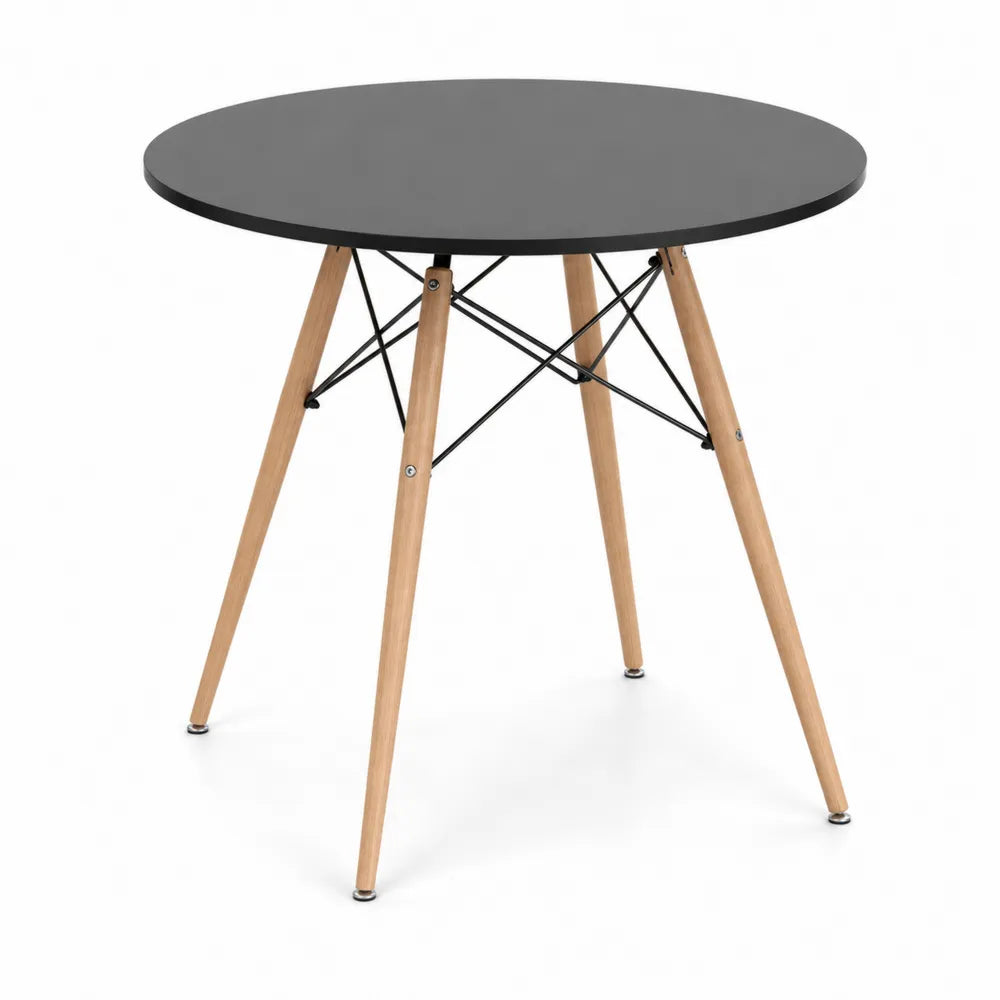 Stół okrągły z MDF i bukowymi nogami 80 cm