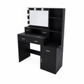 Toaletka Czarna z Lustrem i LED, MDF