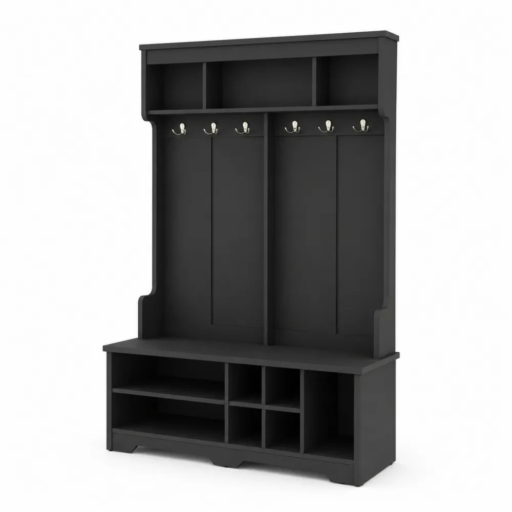 Czarny wieszak ścienny z płyty MDF 200x180x50 cm
