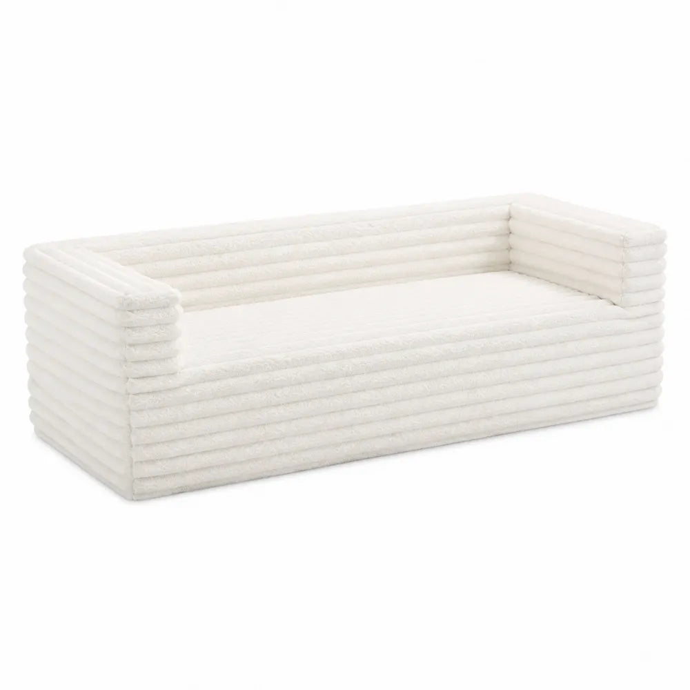 Sofa z tkaniny frotté biała 200 cm