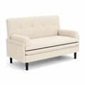 Beżowa sofa dwuosobowa z poliestru 150x85x90 cm