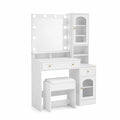 Toaletka z lustrem LED i taboretem z MDF 140 cm