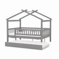 Sosnowe Łóżko Dziecięce Domek z Wysuwanym Stelażem 200x90 cm Szary