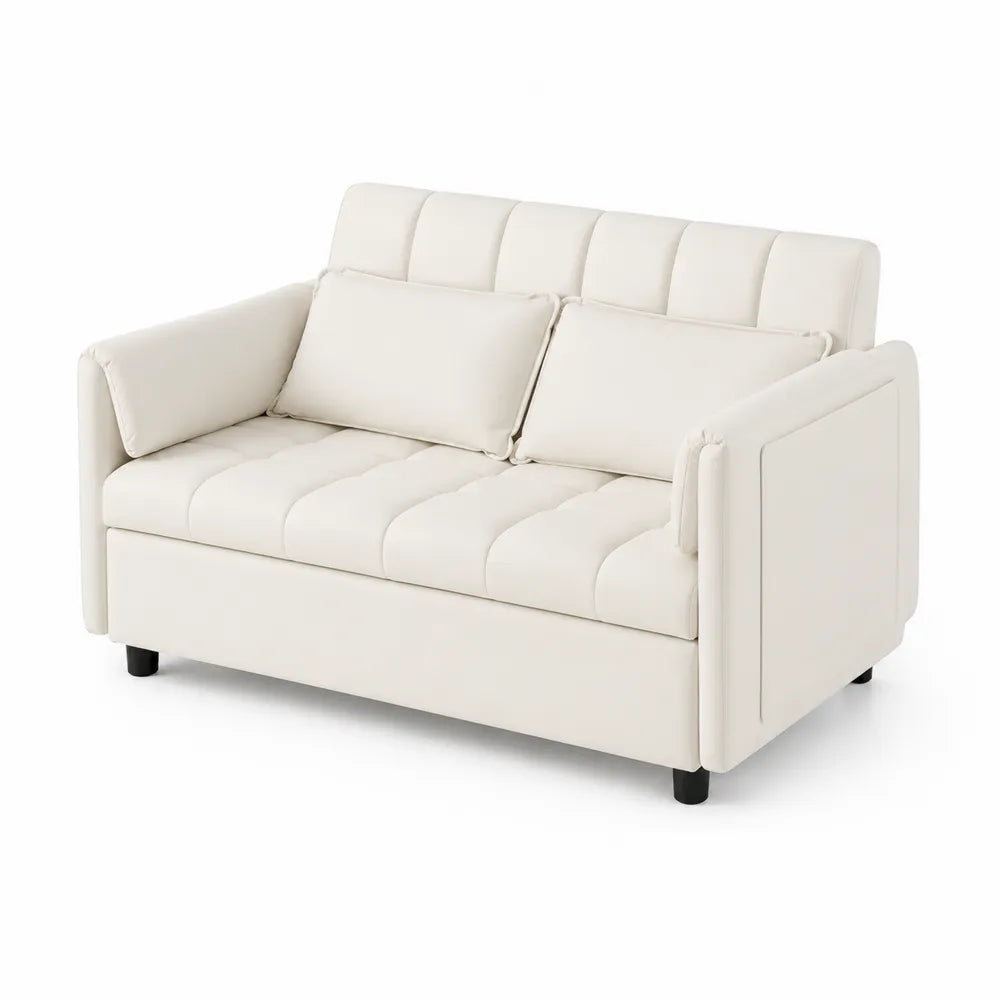 Dwuosobowa sofa z ekoskóry kremowa