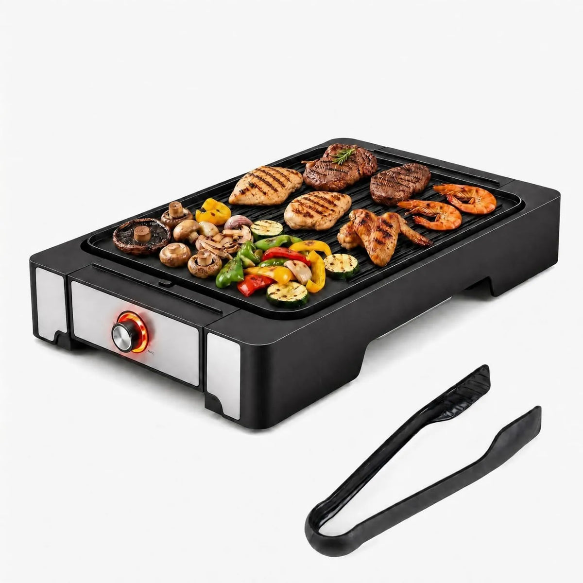 LIFEZEAL grill elektryczny, Grill, Plancha, Stół, 2 pola grzewcze, 2300 W, 230 do 250°C, plener, 2 strefy temperaturowe