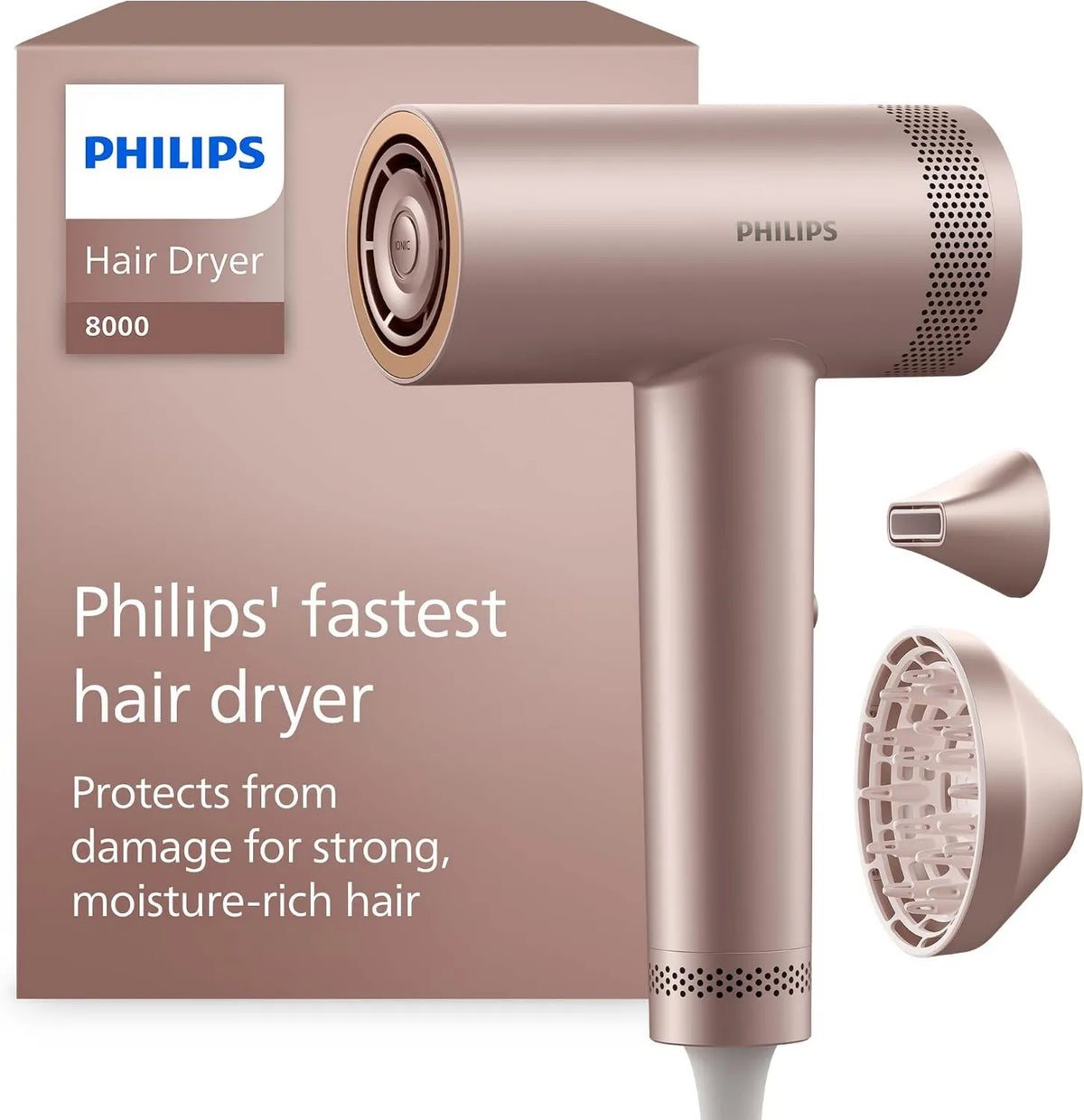 PHILIPS suszarka do włosów, BHD837 / 10 dyfuzor, silnik, 1400 W, płyta IPS, do szybkiego suszenia i pielęgnacji głowy BHD837/10