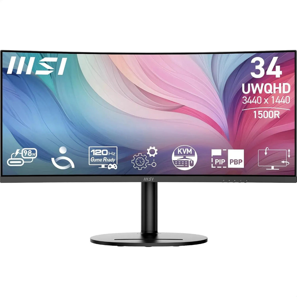 MSI monitor komputerowy, Dalle VA 3440x1440, Modern MD342CQP Curved profesjonalny Screen 34 'UWQHD, 120 Hz, 1ms MD342CQP 1500R, DisplayPort, Curvature 1500R, VESA kompatybilny