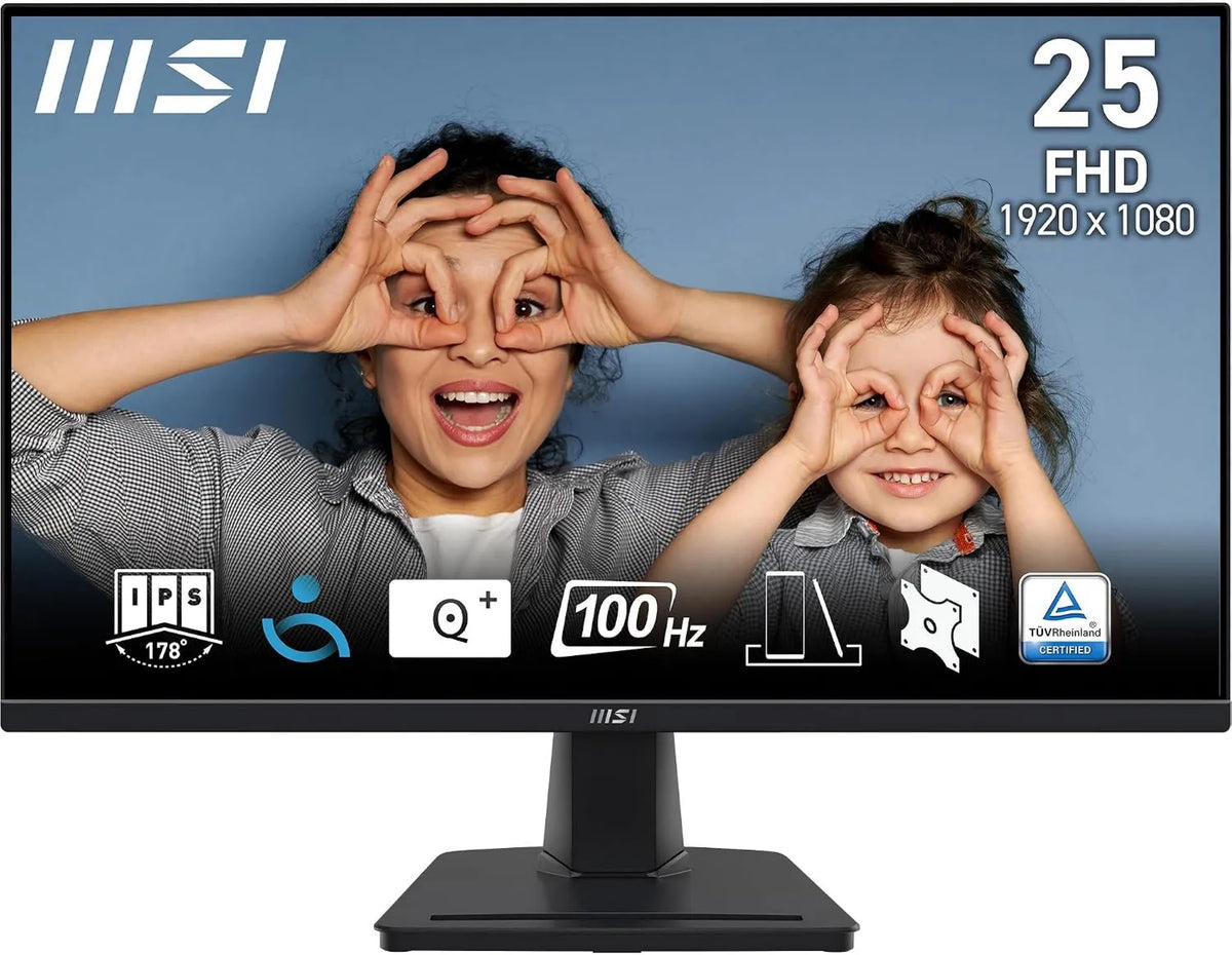 MSI monitor komputerowy, Dalle IPS 1920x1080, Pro profesjonalny wyświetlacz 24.5 'FHD, 100 Hz, 1ms MP252, DisplayPort, VESA, HDMI, Adaptive- Sync