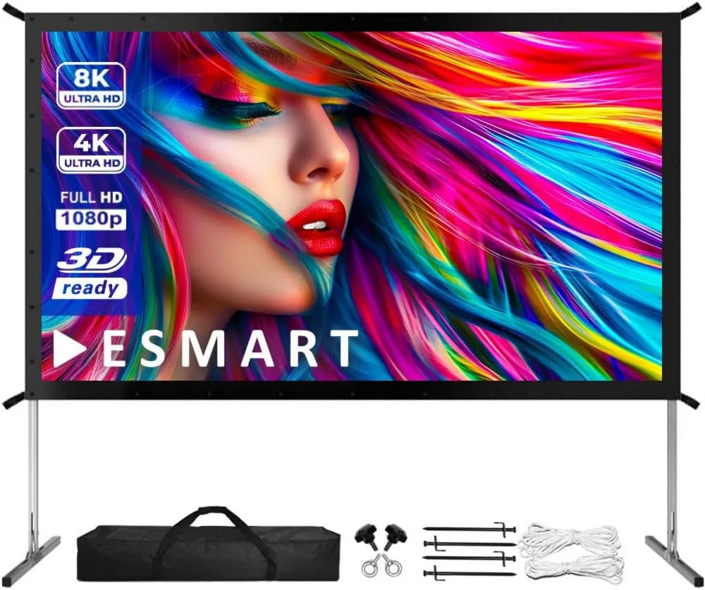 ESMART, Projektor wideo, 135 cali, 300 x 168 cm, plener, ekran LCD, profesjonalny, 16: 9, ekran projekcyjny kinematografii