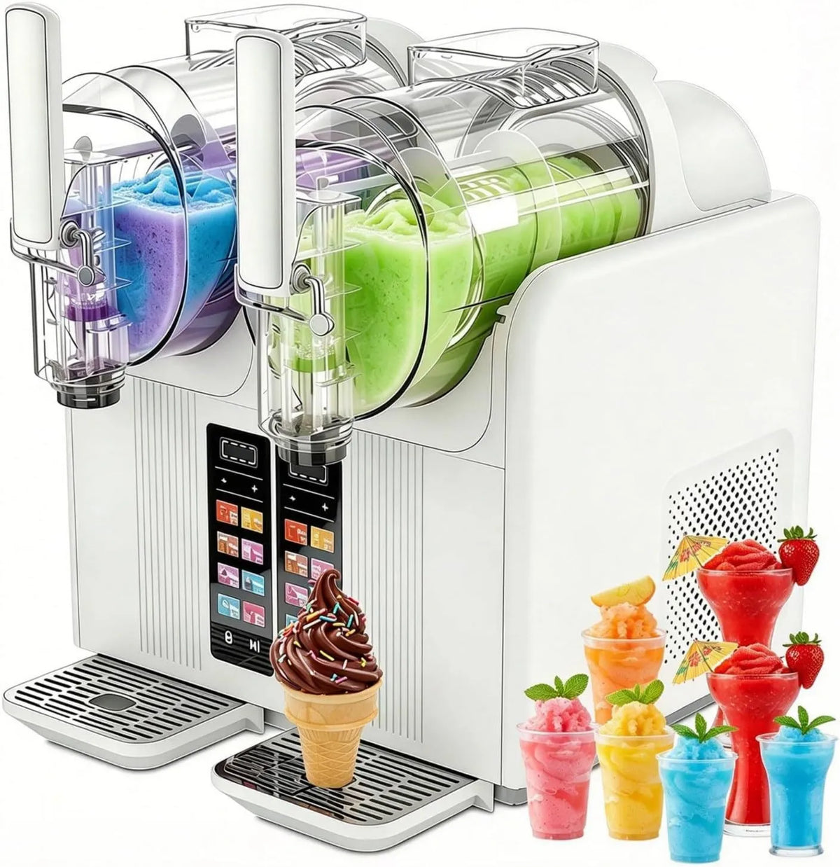 GSHSHOU, 7- in-1 Napoje, Slushie maszyna, Slushy maszyna, Ice and Sorbet maszyna, 2 l, 430 W, Duży zbiornik, Profesjonalne, 7 tryby 7-en-1