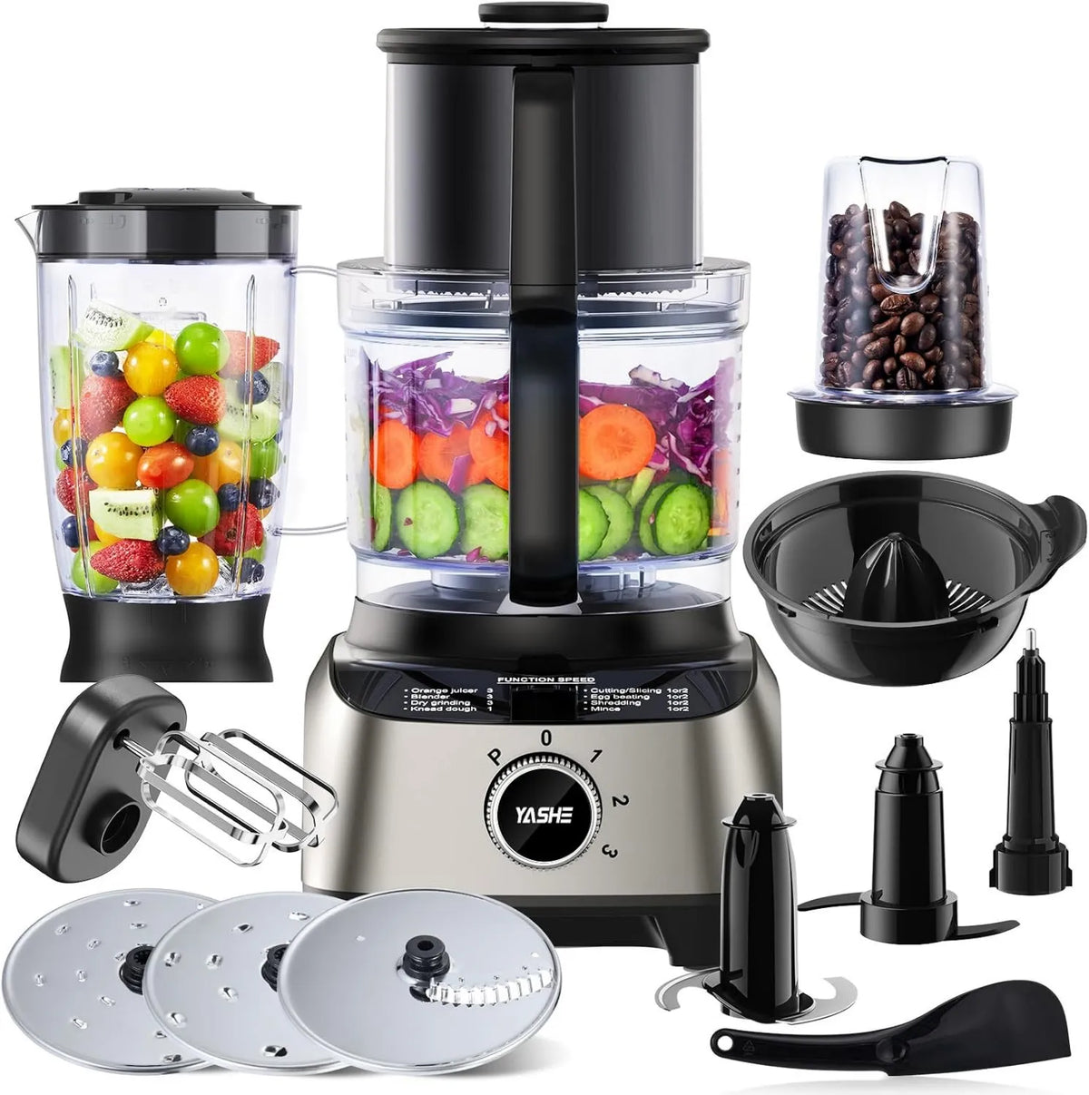YASHE robot kuchenny, Mikser, 2, 5 l, 1300 W, zamek, 3 prędkości, 1