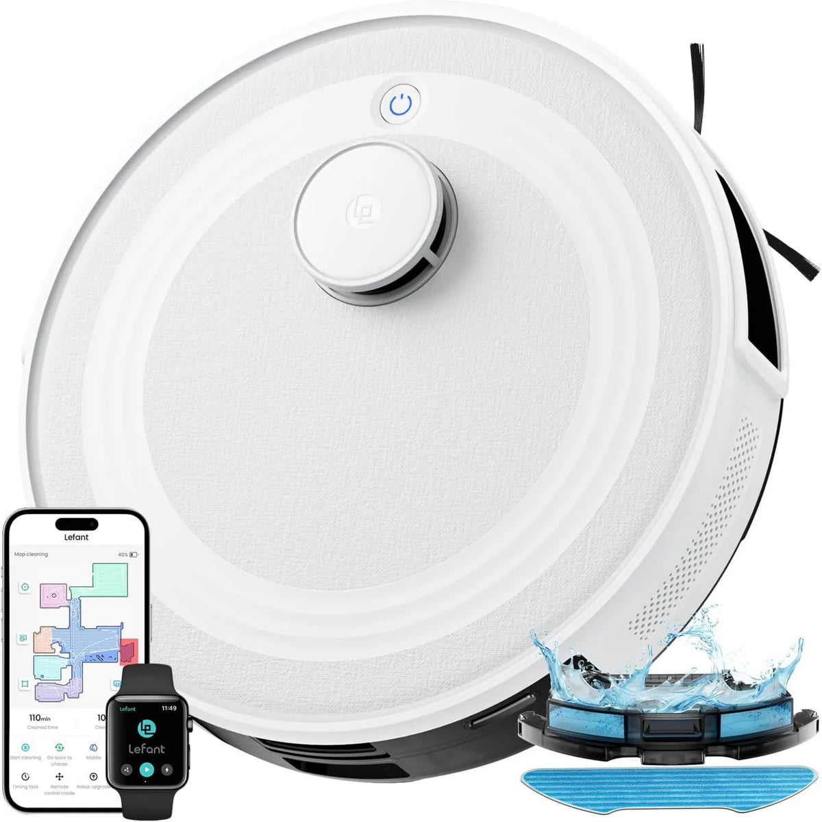 Lefant robot sprzątający, 160Min Robot odkurzacz, Wi-Fi, indywidualne wymiary, biały, APP / Alexa / WiFi, PSD Unikanie