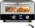 LIFEZEAL piec do pizzy, Elektryczny mini piekarnik do pizzy, 6 programów, 2 strefy temperatury, Szybkie gotowanie w 2 minuty, Pizza nóż, 400°C, Temperatura i czas regulowany