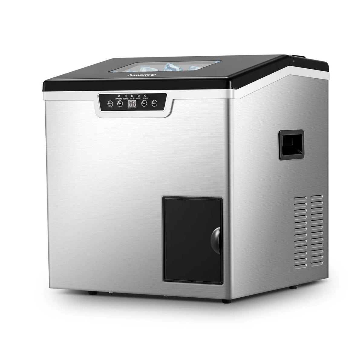 Huanyu kostkarka do lodu, 2-in-1, profesjonalny, wysoka wydajność 20 kg / dzień, 3 tryby zaopatrzenia w wodę 2-en-1