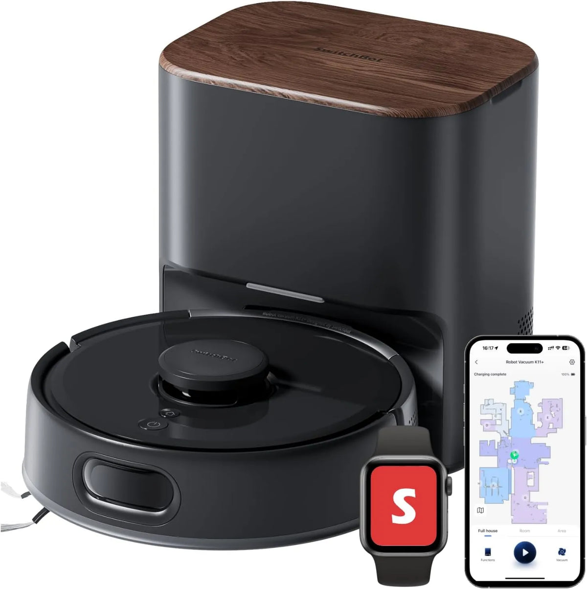 SwitchBot robot sprzątający, Apple K11 Odkurzacz, 90- Day zbierania pyłu, 6000 Pa Odkurzacz, Inteligentne LDS Mapping, 3.6 'Konstrukcja końcowa