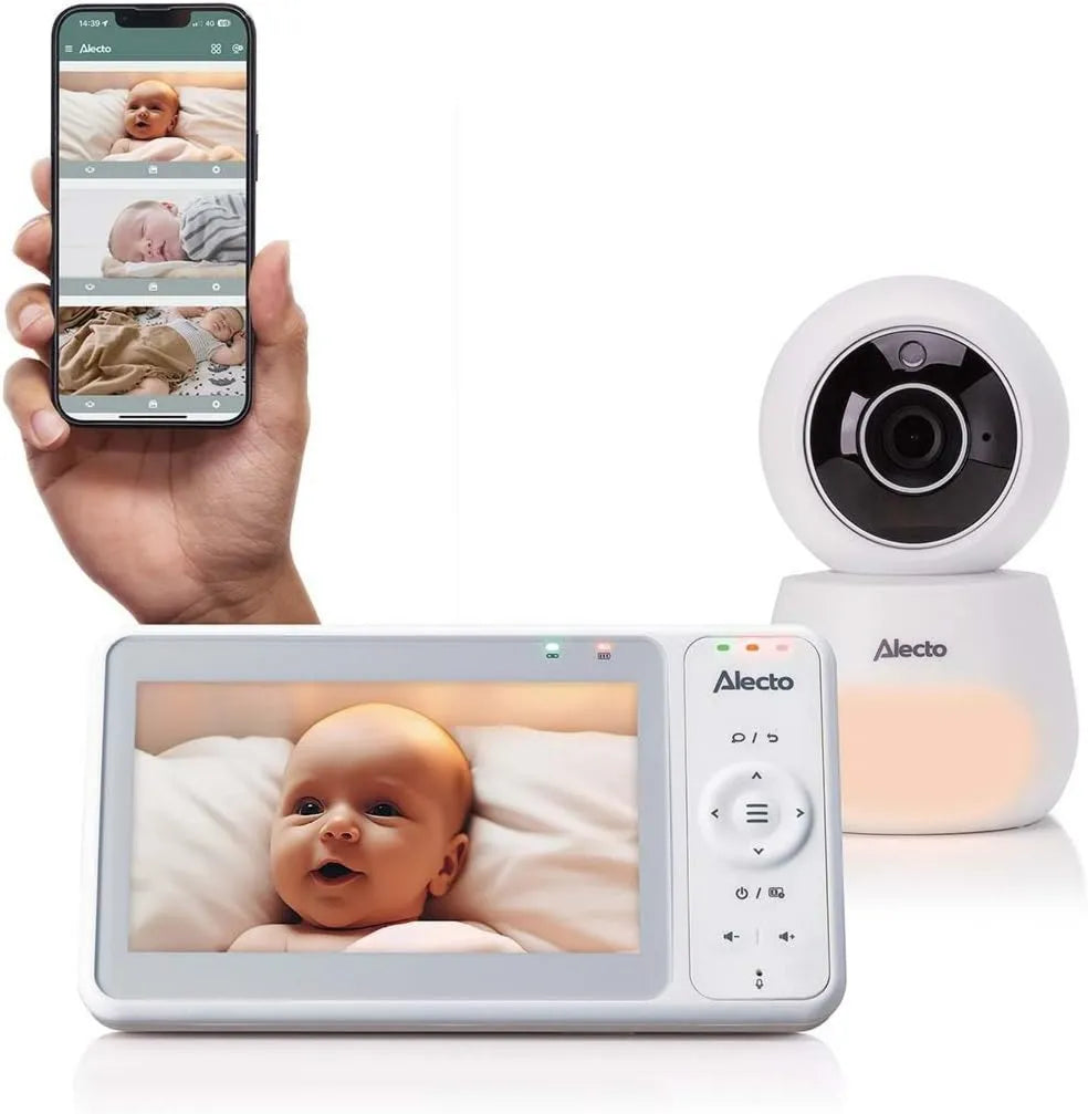Alecto, DVM2060 1080p Babyphone, kamera, monitor wideo dla dzieci, aplikacja, Full HD, biały