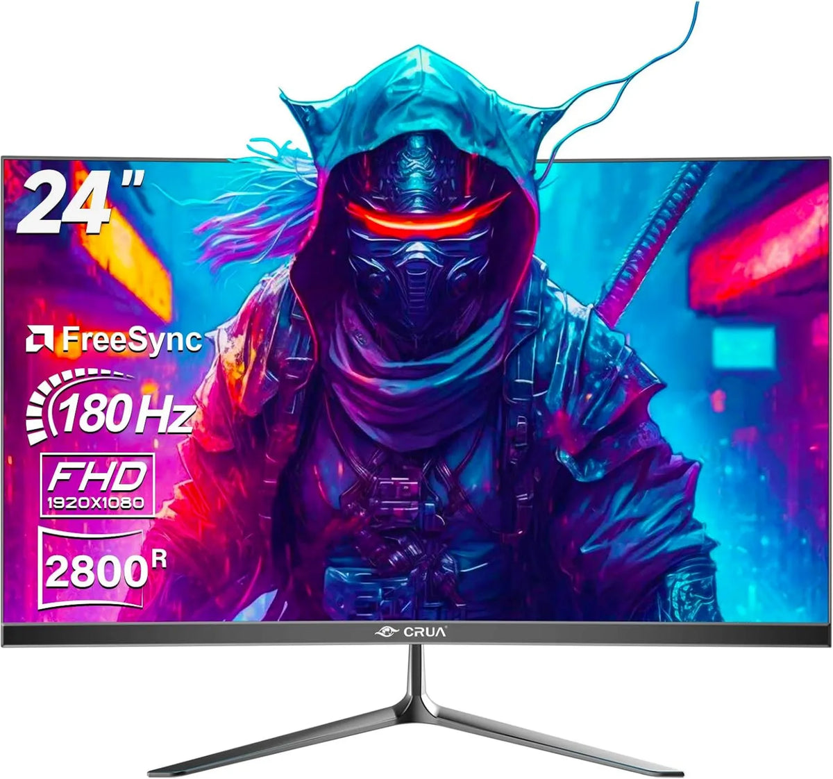 CRUA monitor komputerowy, Monitor, 24 cale, 1 ms, 180 Hz, konfiguracja gier, Full HD, HDMI, wyświetlacz PC, 100% sRGB, VESA, DisplayPort, FreeSync, bez Bezela - Idealny do