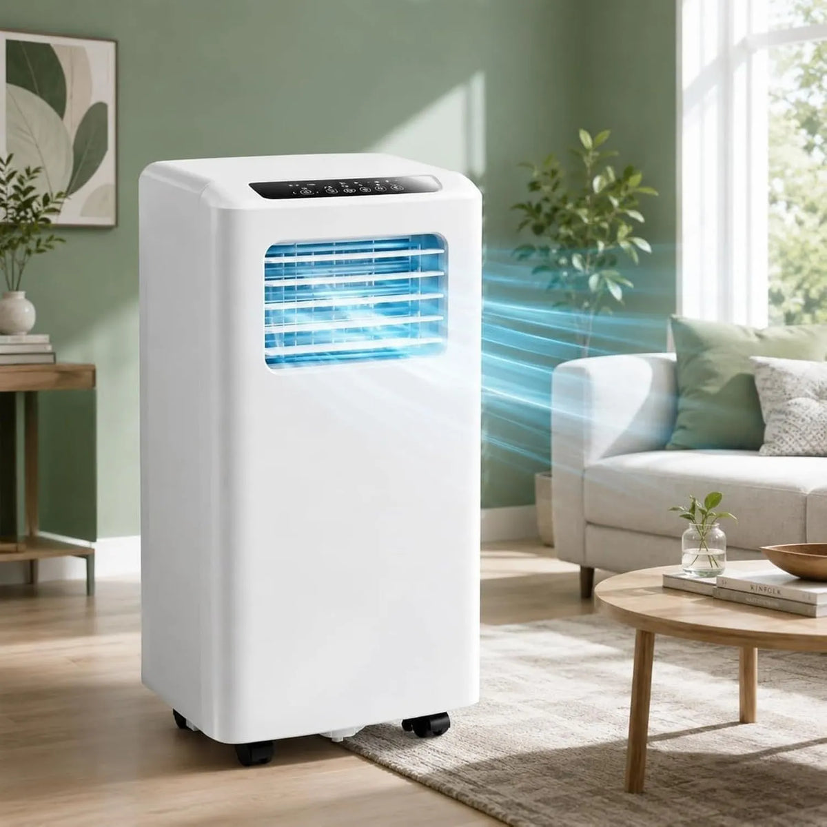 ZZGZZG klimatyzator przenośny, Klimatyzator BTU 2600 W, 2600 W, efekt 3D, cichy, cichy i kompaktowy, wyjście 3D