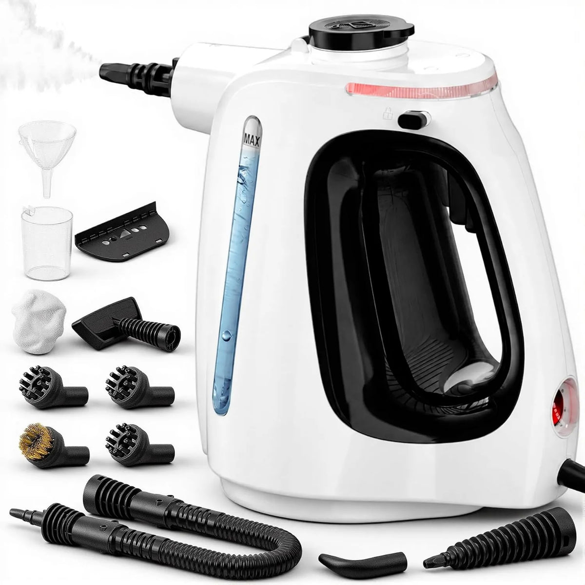 Hombasing myjka parowa, 15S, 1350 W, przenośny, para, 16 minut pary ciągłej, czyszczarka ręczna 1350 W, 3 pręty, 550 ML, 10 akcesoriów