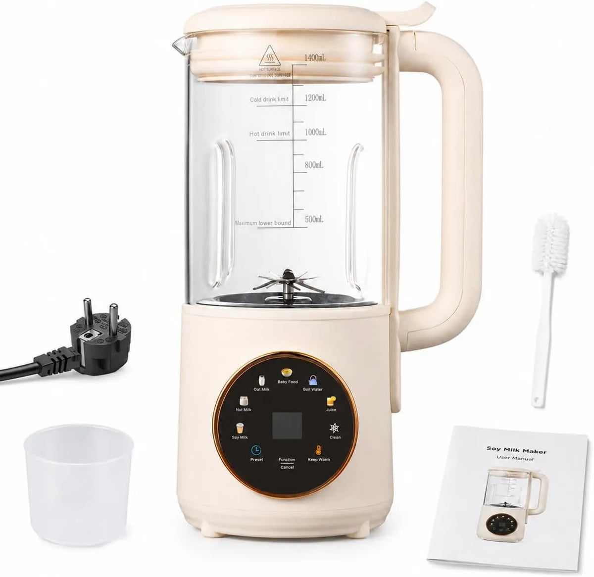 generic blender kielichowy, L 8 8- in-1 Maszyna do mleka, maszyny do mleka roślinnego i mleka orzechowego, 1.4 l, 8 programów, licznik czasu, upalny, drewno, do napojów warzywnych 8 w 1