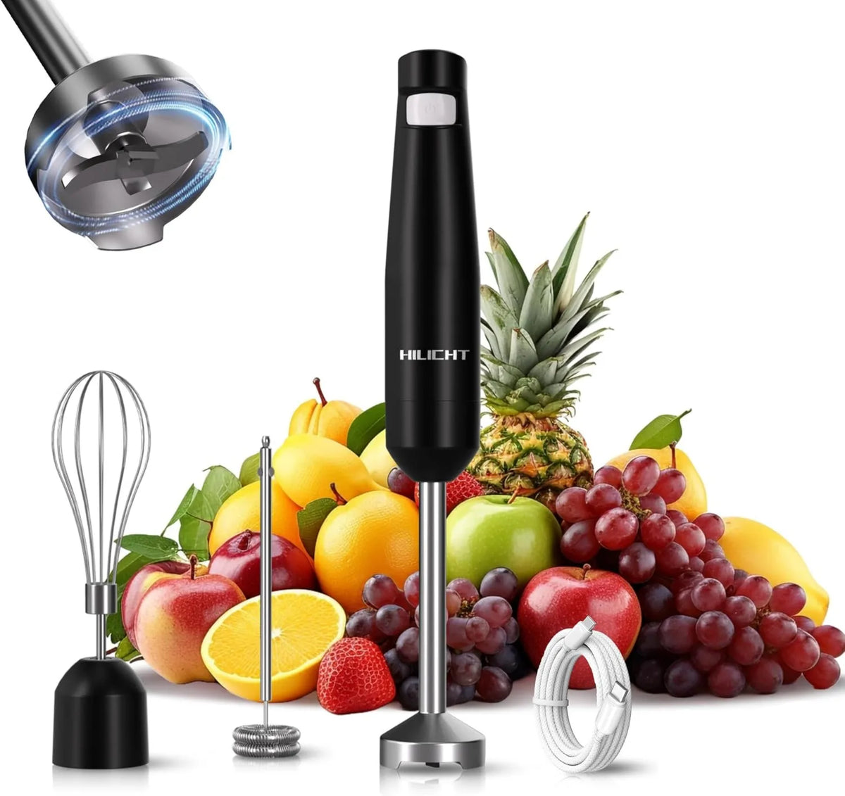 HILICHT blender kielichowy, Mikser, 21 V, USB, 21 V silnik bez miotły, USB- C ponownie ładowany