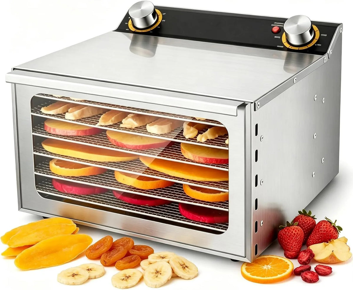 Generic suszarka do żywności, Suszarka 12H 6 warstw, 30 do 90°C, zegar, efekt 3D, stal nierdzewna 6-layer