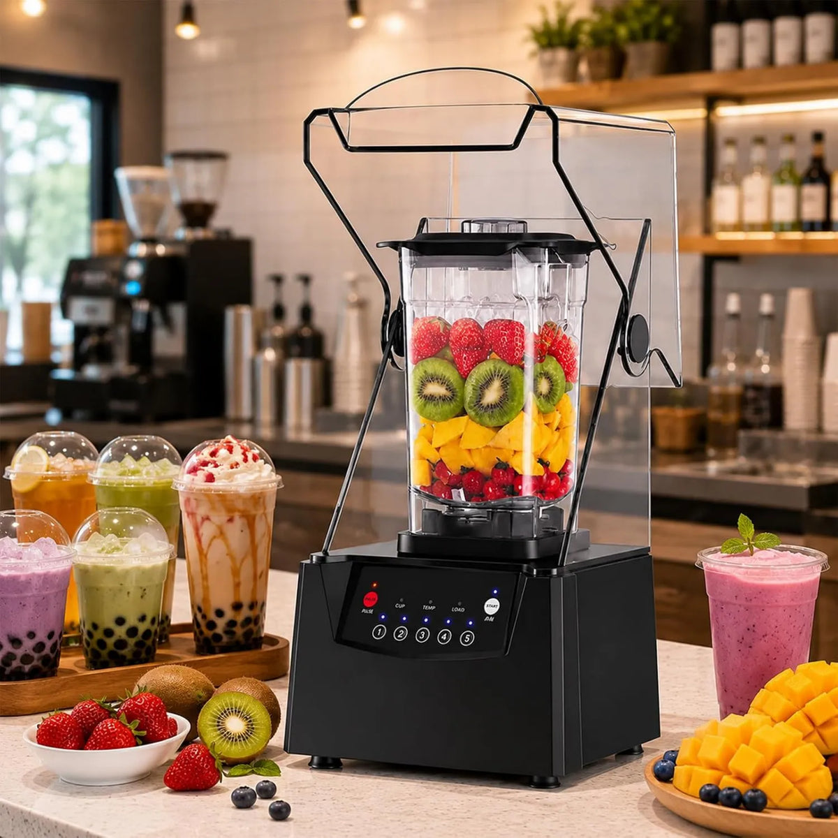 SHUMIAO blender kielichowy, Mikser, 2 l, 2200 W, 5 programów, profesjonalny, cichy, Uzyskaj jednorodny wynik z tego tłumika, Cichy komercyjny, Bol 2 l