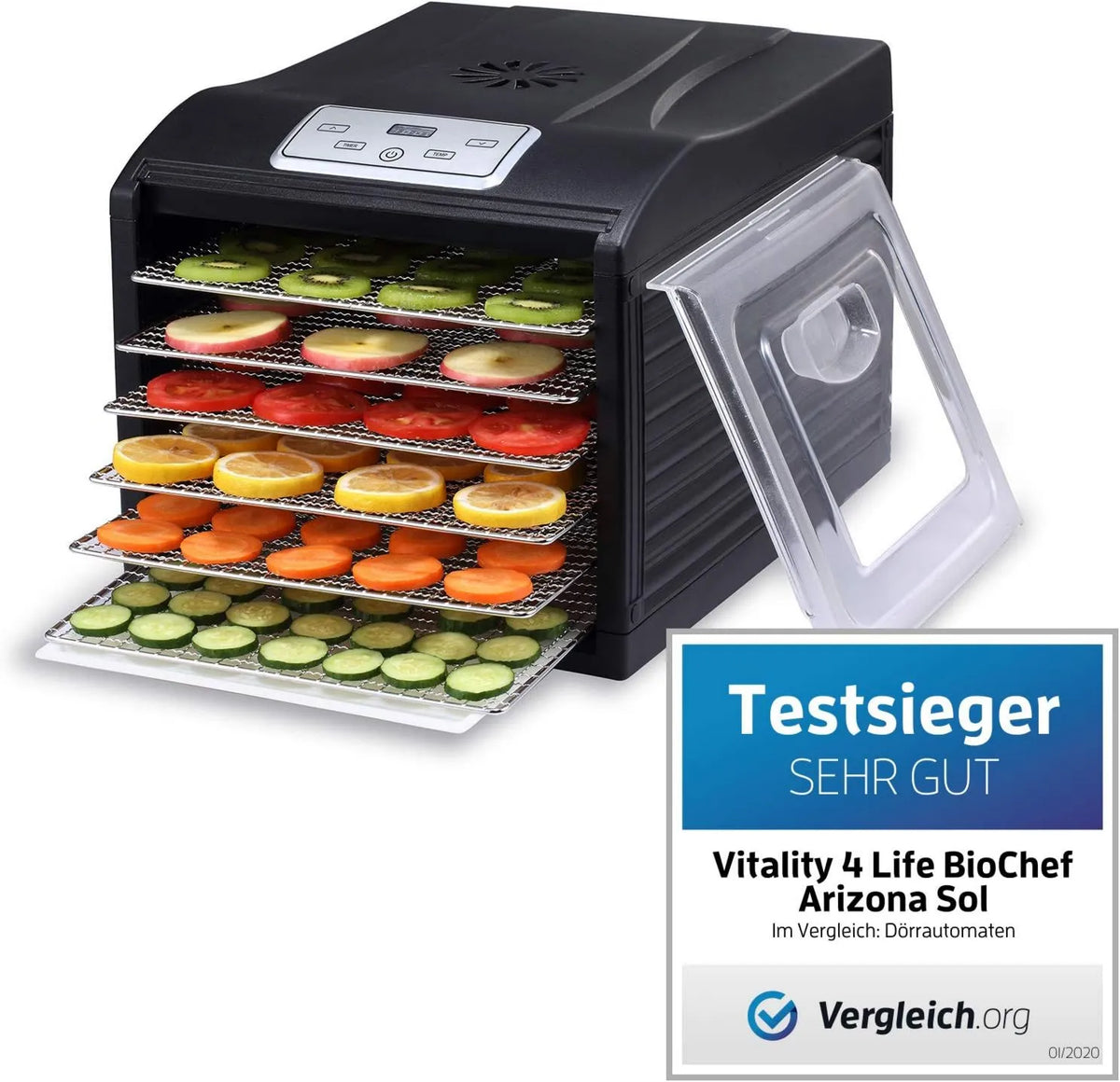 vitality4life suszarka do żywności, Czarny, BioChef Arizona Soil 6 Płyty Odwodnienie żywności