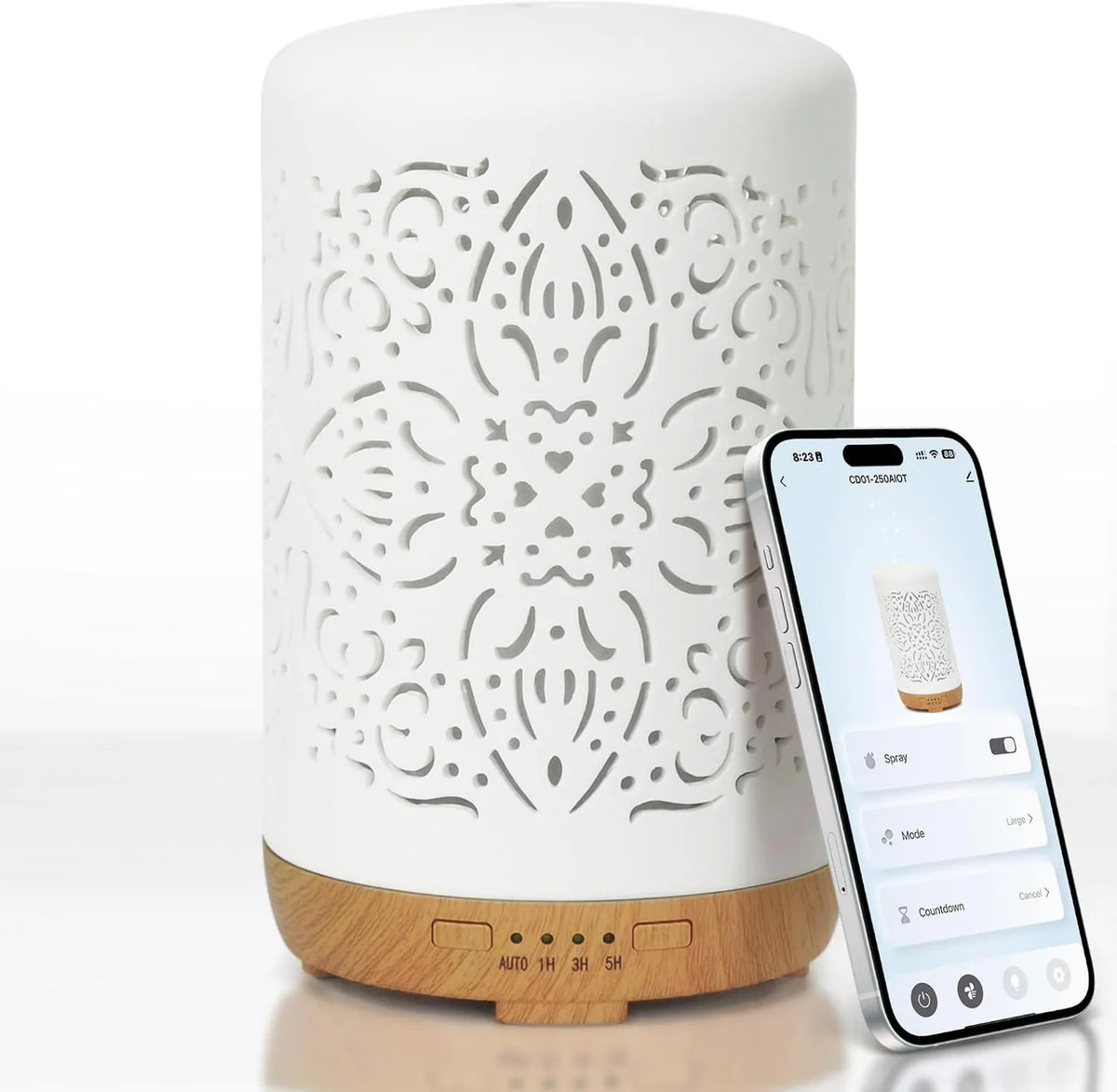 Earnest Living, Zwilżacz, dyfuzor, 250 ML, Wi-Fi, aplikacja, do olejków eterycznych Dyfuzor ceramiczny 250 ML av