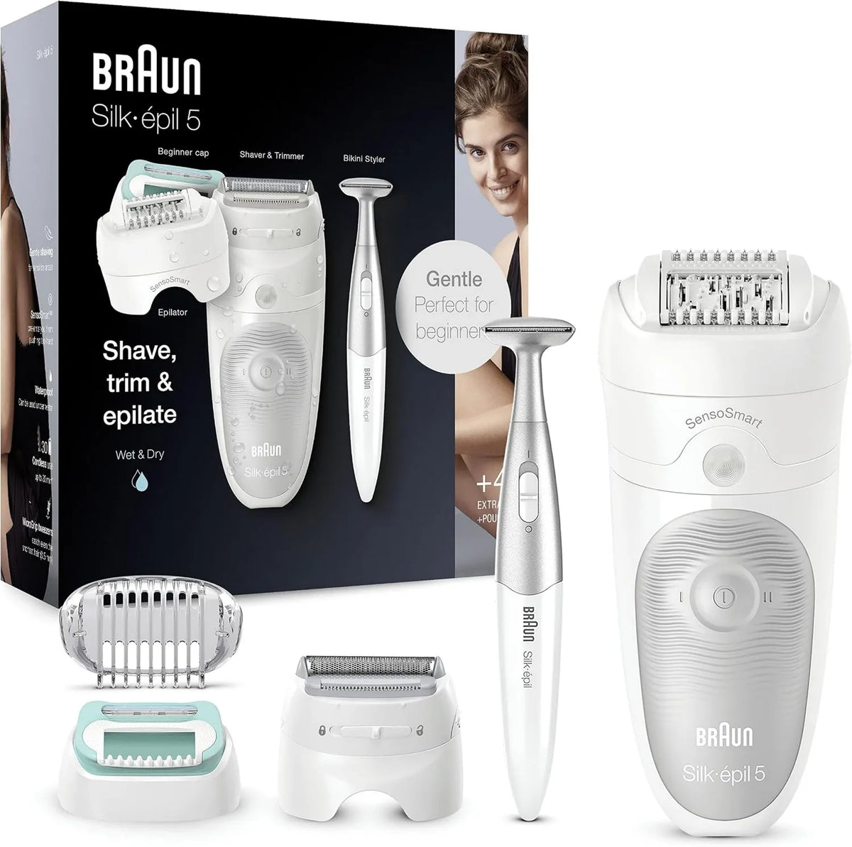 Braun, elektryczne aparaty do usuwania włosów dla kobiet, Epilator, biały, dla Debutantes Bikini