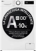 LG pralko-suszarka, D4R5010TSWS TurboWash360 Pralka, 6 kg, klasa energetyczna D, Inwerter, para, AI DD myjka 10, 1400 obrotów, Mysz i, Pralka