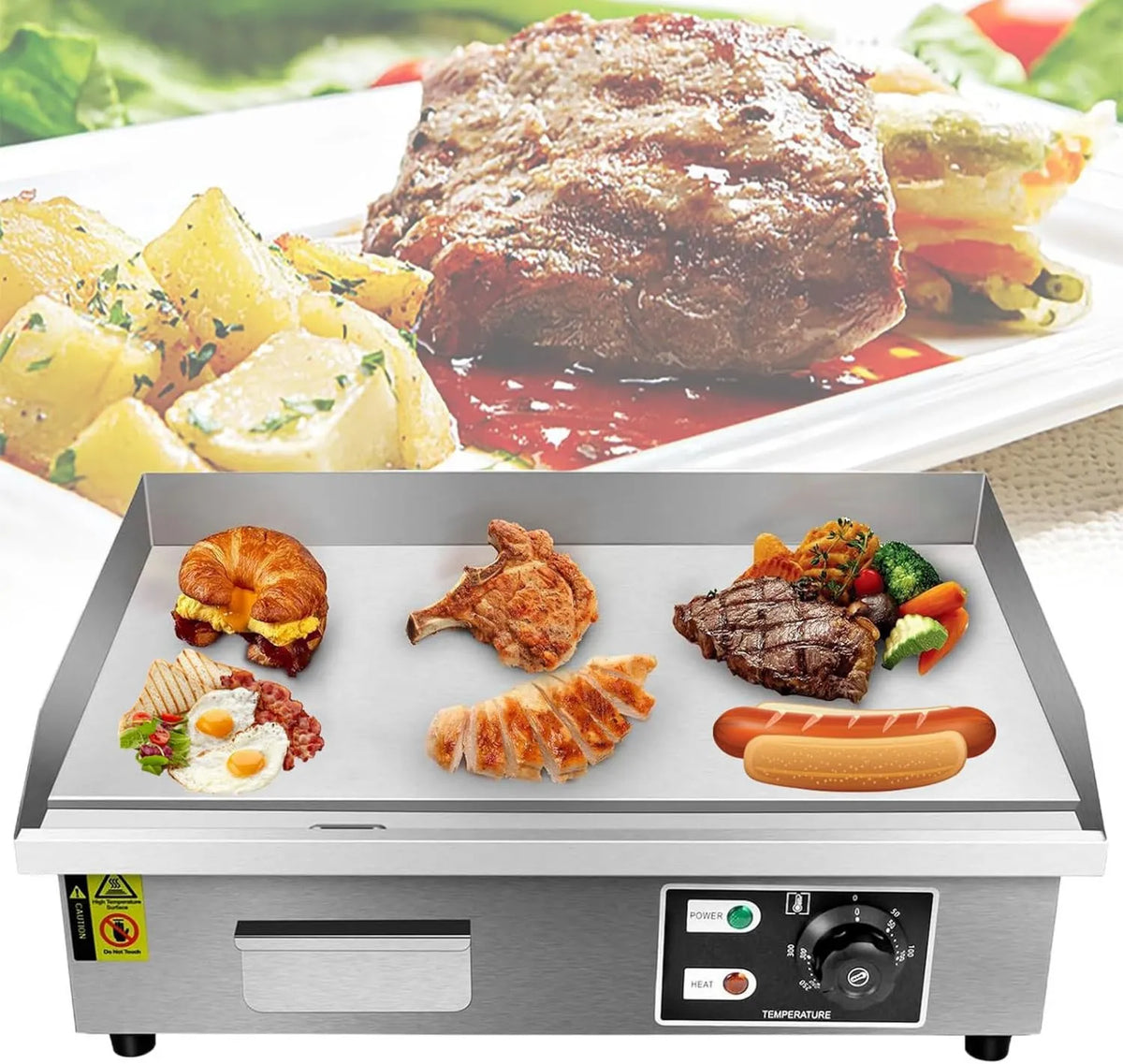 Beachtiful grill elektryczny, płyta grzewcza, 22 cali, 110 V, grill, profesjonalny, stal nierdzewna, grill Teppanyaki Commercial 22 '× 14', do grillowania