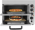 ACLICE mini piekarnik, Elektryczny do pizzy, 20 l, 3000 W, 50 do 350°C, licznik, 2 strefy temperatury, stal nierdzewna, srebro, 2 piętra, licznik 1 do 60 min
