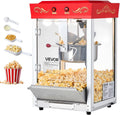 Maszyna do popcornu, 800 W, 48 filiżanek, VEVOR Maszyna do popcornu z czajnikiem ze stali nierdzewnej, komercyjna maszyna do popcornu, styl kinowy