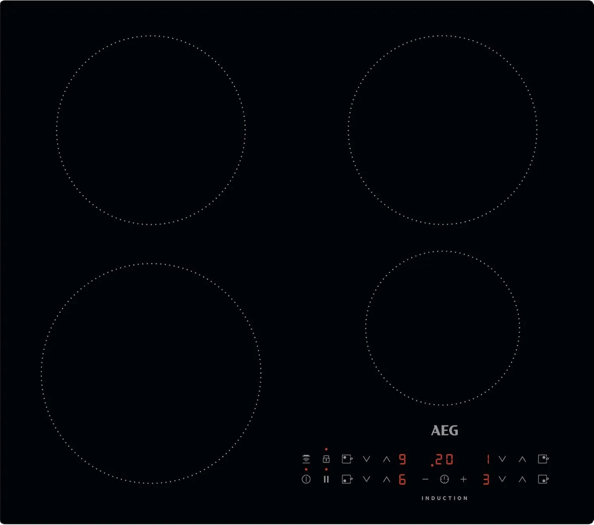 AEG płyta grzewcza, Płyta indukcyjna IKX64301CB Hob2Hood, 60 cm, 4 pola grzewcze, stół indukcyjny gotowania, Boost, built- in, minutnik, czarny, Podróże LED, Ogrzewanie