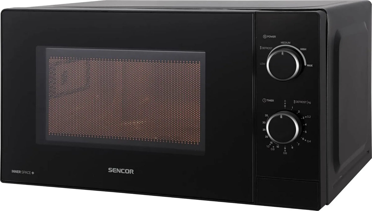 SENCOR, Kuchenka mikrofalowa 35min, 25, 5 cm, 20 l, 700 W, zegar, higiena, rozmrażanie, mikrofalówka, czarny, 20 l - Szybki 700 W, 5 Poziom mocy, EasyClean
