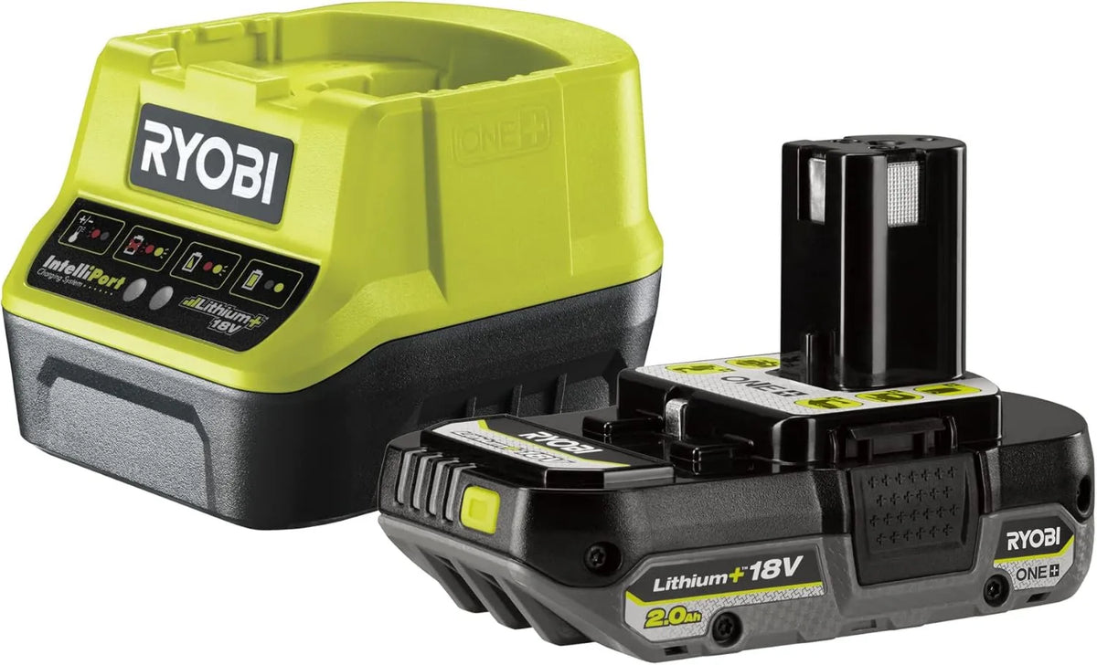 RC18120-120CG akumulator do elektronarzędzi, 2.0Ah, Ryobi Zestaw Akumulator 18V z Ładowarką, Pojemność Akumulatora 2.0Ah, Szybka Ładowarka 2A