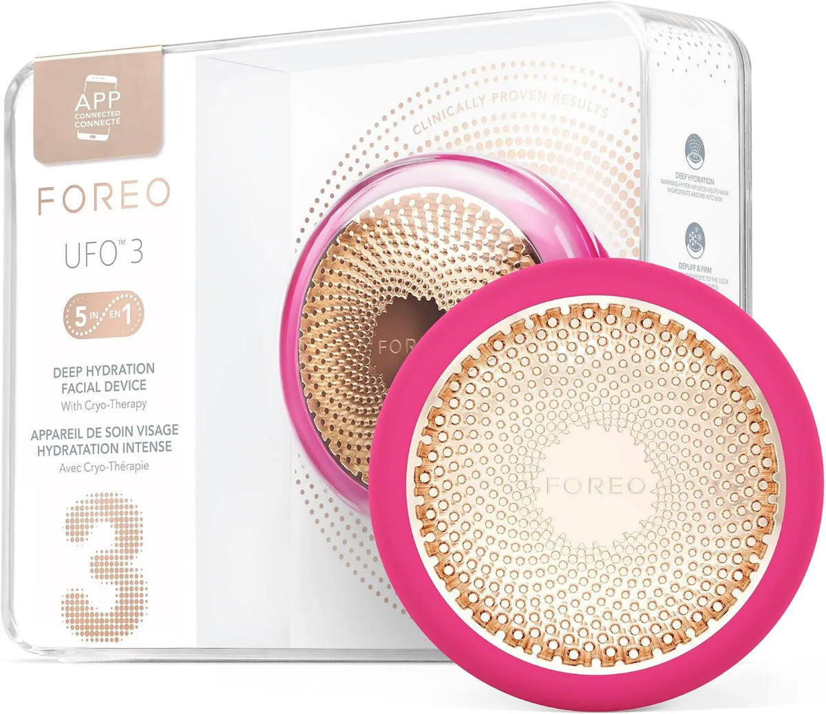 FOREO, UFO 3 Anty-Age, Luminoterapia Czerwone Światło, 3 Głęboka twarz Moisturizing Mask, Spa Face 5 w 1, Termoterapia, Cryoterapia